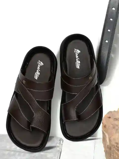 Brown Leather Slides